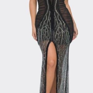 Banjul Black and Silver Backless Dress